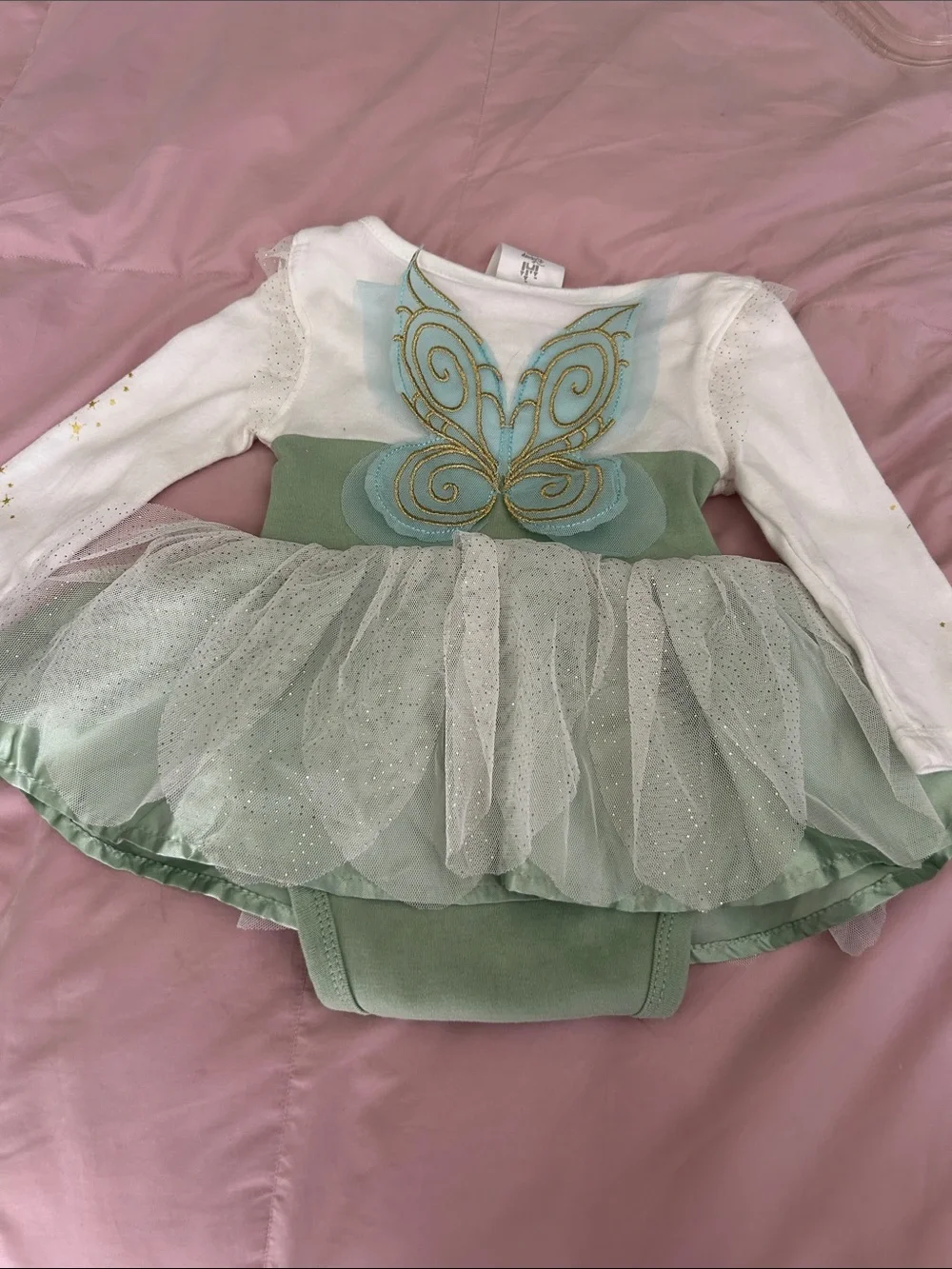 Disney Green and White Tulle Tutu Bodysuit Costume